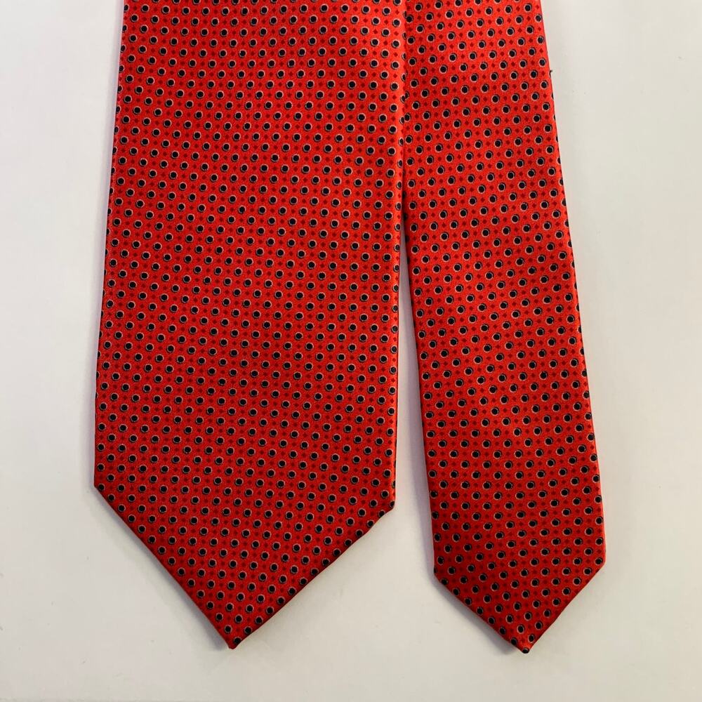DOLCEPUNTA Red Black Polka Dot Silk Tie